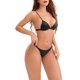 thumbnail image 4 of INSPIRE CHIC Sujetador triangular sin aros con tirantes finos y cierre frontal de satén para mujer y tanga ligera sin costuras 2 paquetes M Negro, 4 of 5