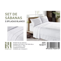 Tecnocasa - Set De Sabanas 2 Plazas Color Blanco 200 Hilos + 2 Funda De Almohada