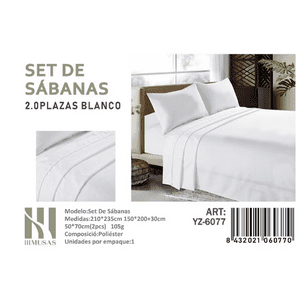 Tecnocasa - Set De Sabanas 2 Plazas Color Blanco 200 Hilos + 2 Funda De Almohada