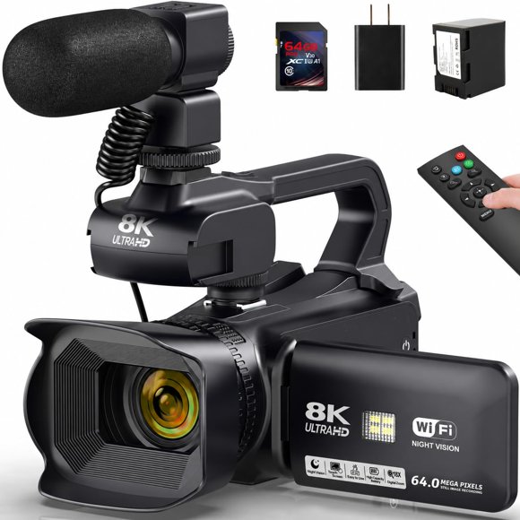 Cámara de video ABJURNJ 8K 64MP WIFI para Vlog
