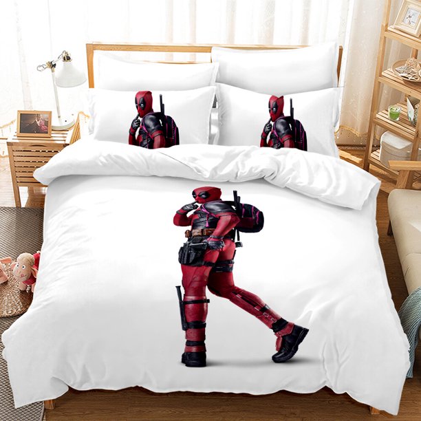 Deadpool Bedding Set Duvet Cover Soft Quilt Cover Pillowcases Gift3-Piece Bedding Set (1 Duvet Cover + 2 Pillow Shams)