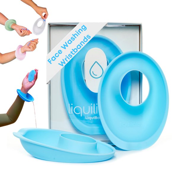 Pulseras LiquiBands para lavado facial de silicona para spa, color azul cielo