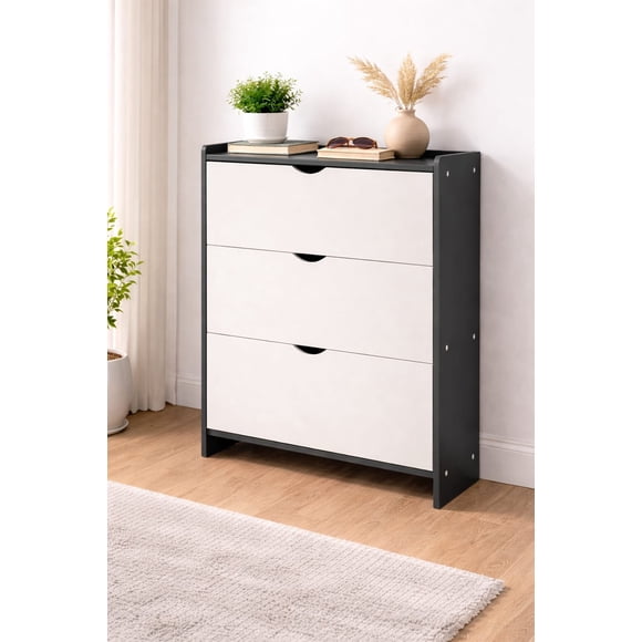 Zapatero Mueble Organizador de Zapatos para Entrada o Dormitorio Color Gris y Blanco