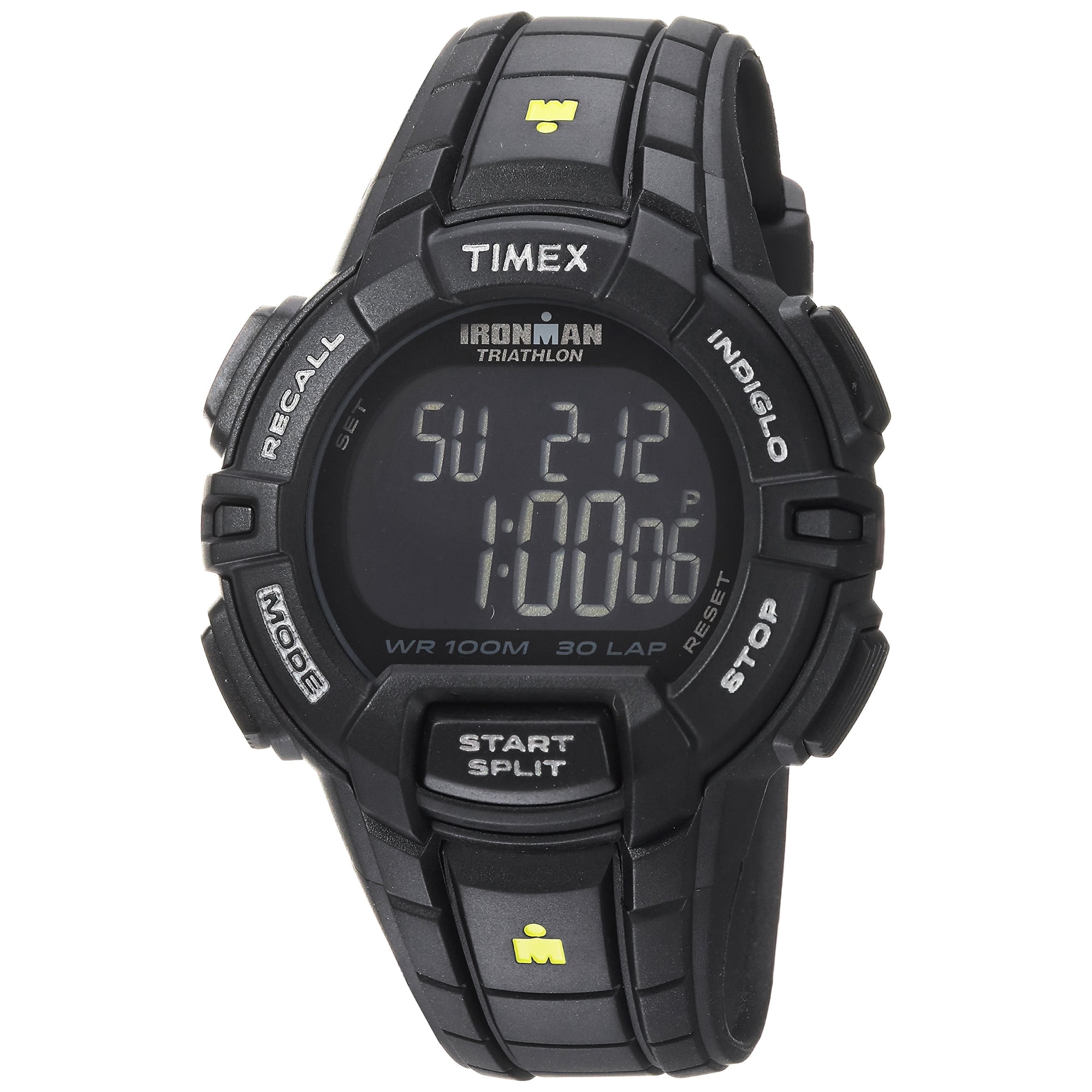 Reloj Timex Ironman Rugged 30 Para Hombre, Resina Negra/amarilla