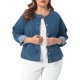 thumbnail image 1 of Agnes Orinda Chaqueta de Mezclilla para Mujer Talla Grande de Escuela Colegio Botón Abajo Anorak Utilitario Casual Chaquetas Cargo con Bolsillos Conjuntos 2025 2X Azul, 1 of 6