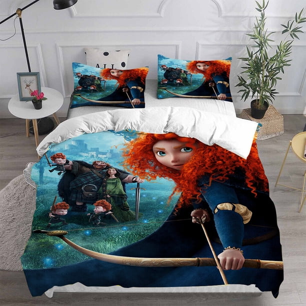 Anime Brave Princess Merida Duvet Cover Bedding Set Pillowcase Quilt 3-Piece Bedding Set (1 Duvet Cover + 2 Pillow Shams)