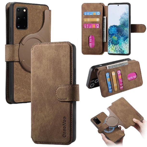 Funda Billetera Magnética para Samsung Galaxy S20Plus Soporte Tarjetas Desmontable Marrón