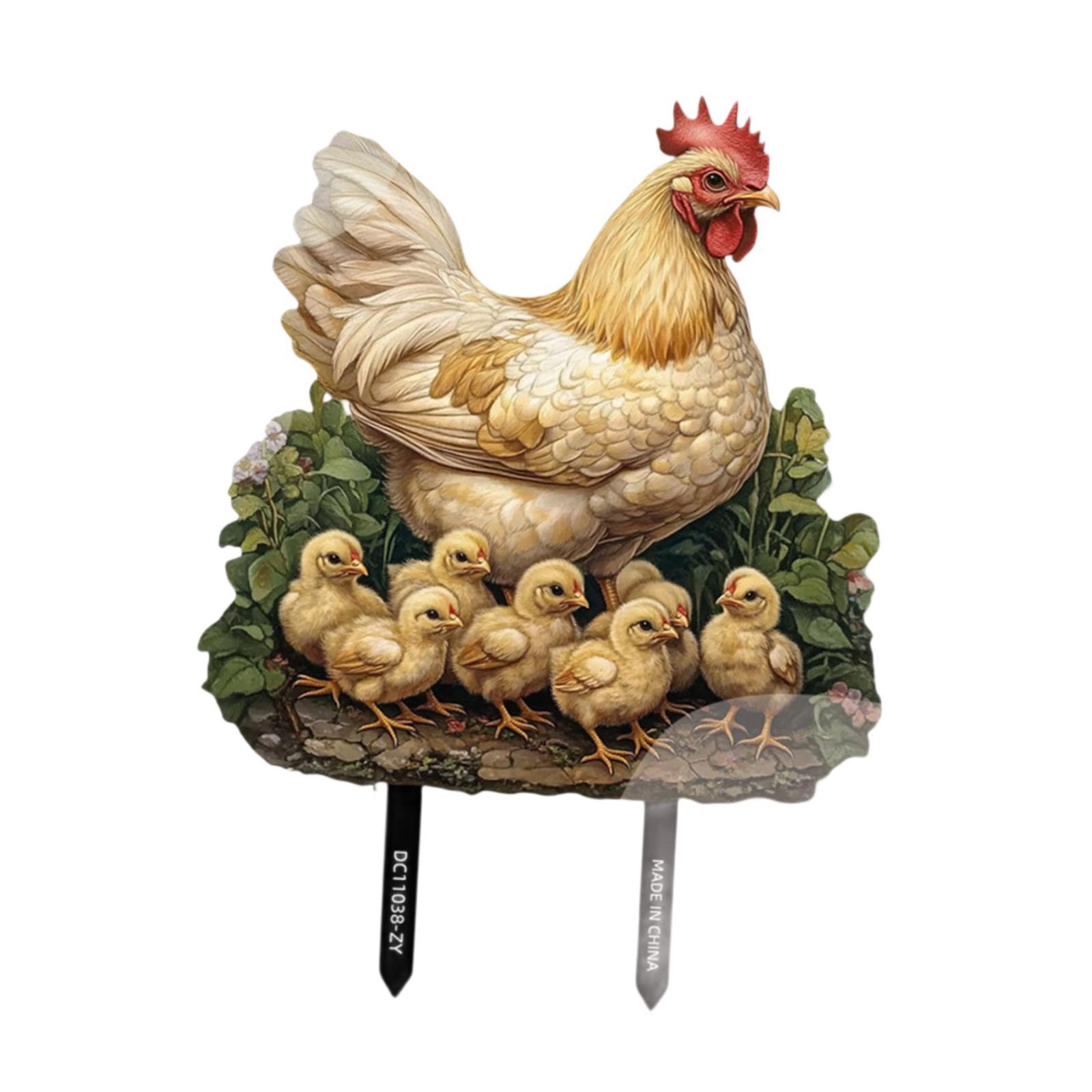 Magideal - Estaca De Jardín Con Pollito, Planta En Maceta, Accesorio Decorativo, Letrero Plano 2D, Adorno De Maceta Para El Hogar, El Patio Trasero, El Exterior.