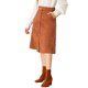 thumbnail image 4 of INSPIRE CHIC Falda Midi de Pana de Cintura Alta para Mujer, Línea A, con Botones al Frente, Plisada, con Cinturón y Bolsillos, Caramelo 3XL, 4 of 7