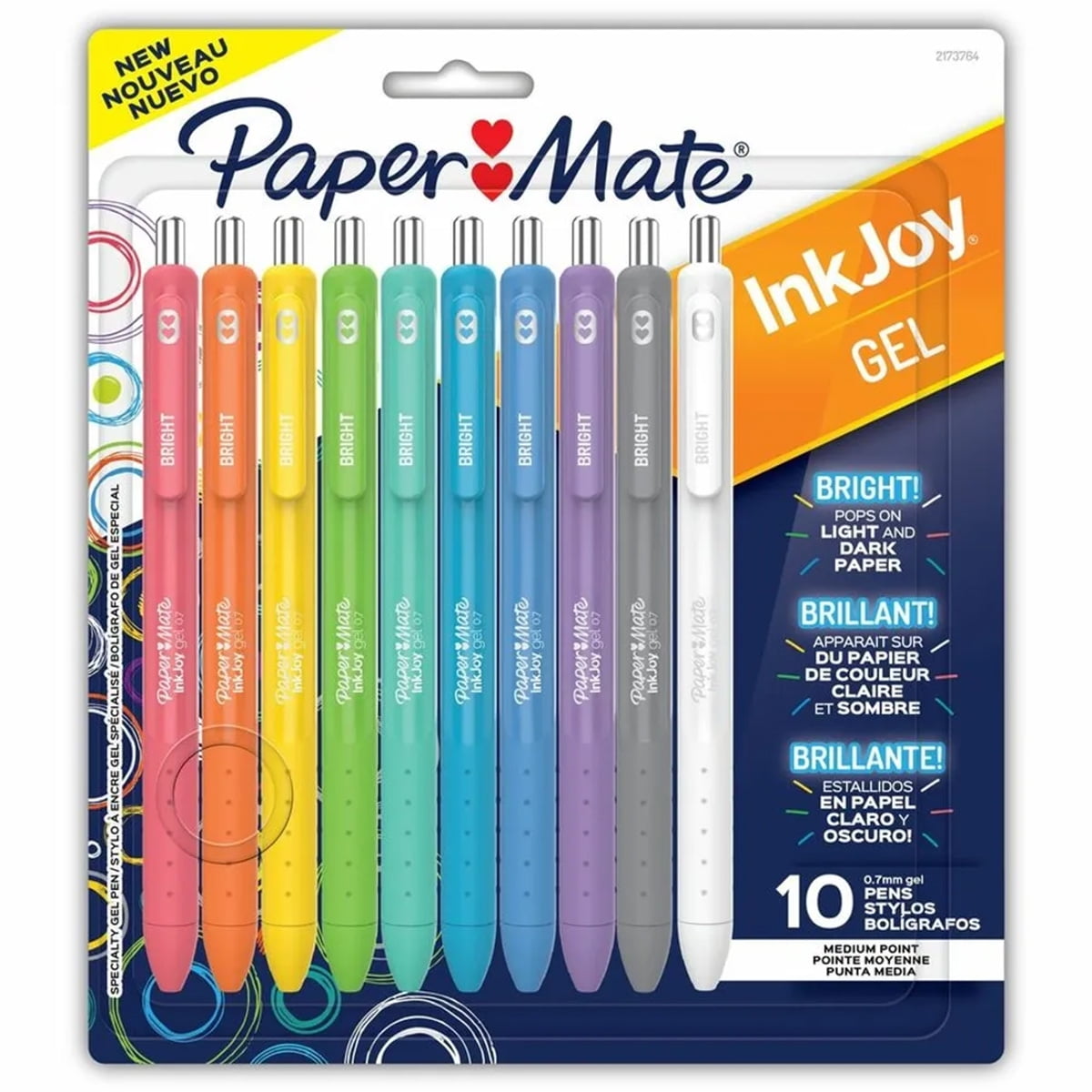 Set 10 Lápices Gel Inkjoy Paper Mate Retráctil Punta F 07mm