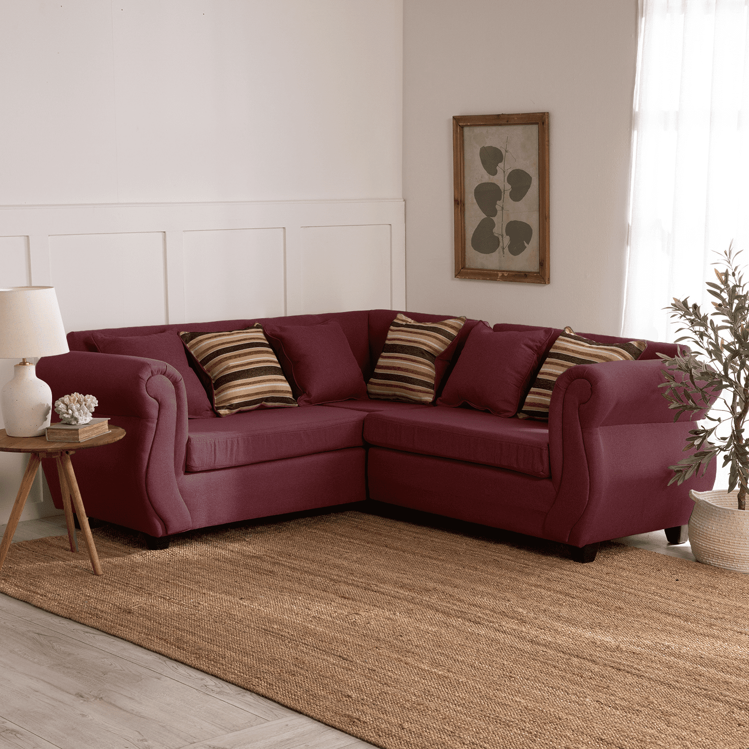 Deco Outlet - Seccional New Milan 3.2 Tela Burdeo