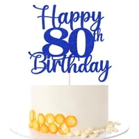 Decoración Para Tartas Kaoenla Con Purpurina Para Fiesta De 80 Cumpleaños, Color Azul
