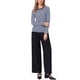 thumbnail image 2 of INSPIRE CHIC Camiseta Casual de Algodón Ajustada de Manga Larga a Rayas con Cuello Redondo para Mujer, Regreso a Clases, Azul Marino a Rayas, Talla L, 2 of 6