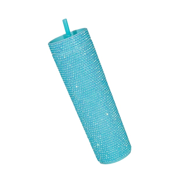 Bling Tumbler con pajita y tapa, bebidas frías, botella de agua, café helado, taza y taza de viaje, vasos de plástico reutilizables, perfecto , Verde Plástico Verde 450ml