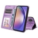 thumbnail image 4 of Funda tipo cartera FOXDOCK para Samsung Galaxy A55 , diseño girasol en relieve, cuero PU, cierre magnético, soporte y tarjetero, 4 of 5