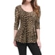 thumbnail image 2 of INSPIRE CHIC Blusas de Mujer con Estampado Cuello Redondo Mangas Largas Peplum L Marrón-Leopardo, 2 of 7
