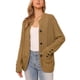 thumbnail image 4 of INSPIRE CHIC Cardigans de punto para mujer con frente abierto, botones, manga larga, casual de otoño, suéter de punto trenzado con bolsillos L Caramelo, 4 of 6