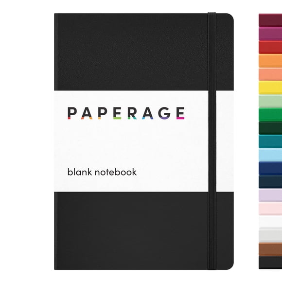 Cuaderno PAPERAGE, cuaderno en blanco, tapa dura, 160 páginas, negro