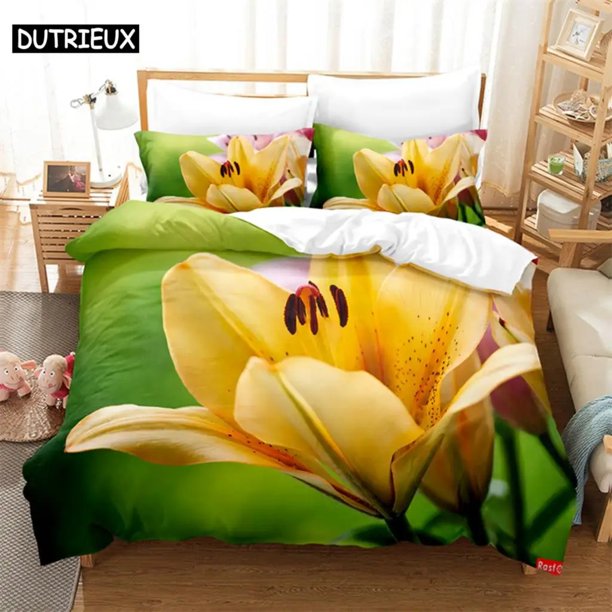 Yellow Flowers Bedding Set Duvet Cover Set Bedding Digital Printing Bed Linen Bedding Set