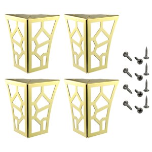 Magideal - Patas De Muebles De Metal Con Patrón Hueco De 4 Piezas, Patas De Gabinete, Con Tornillos Elevadores De Muebles, Para Cómoda, Estantería, Decoración De Oro