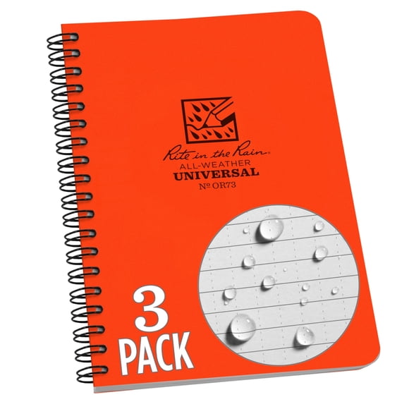 Cuaderno Rite in the Rain 12 cm x 18 cm Naranja - Pack de 3