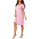 thumbnail image 1 of INSPIRE CHIC Camisón de Manga Corta con Volantes para Mujer, Camiseta de Dormir de Rayón Suave con Cuello Redondo para Primavera Verano, Talla L, Rosa Claro, 1 of 6