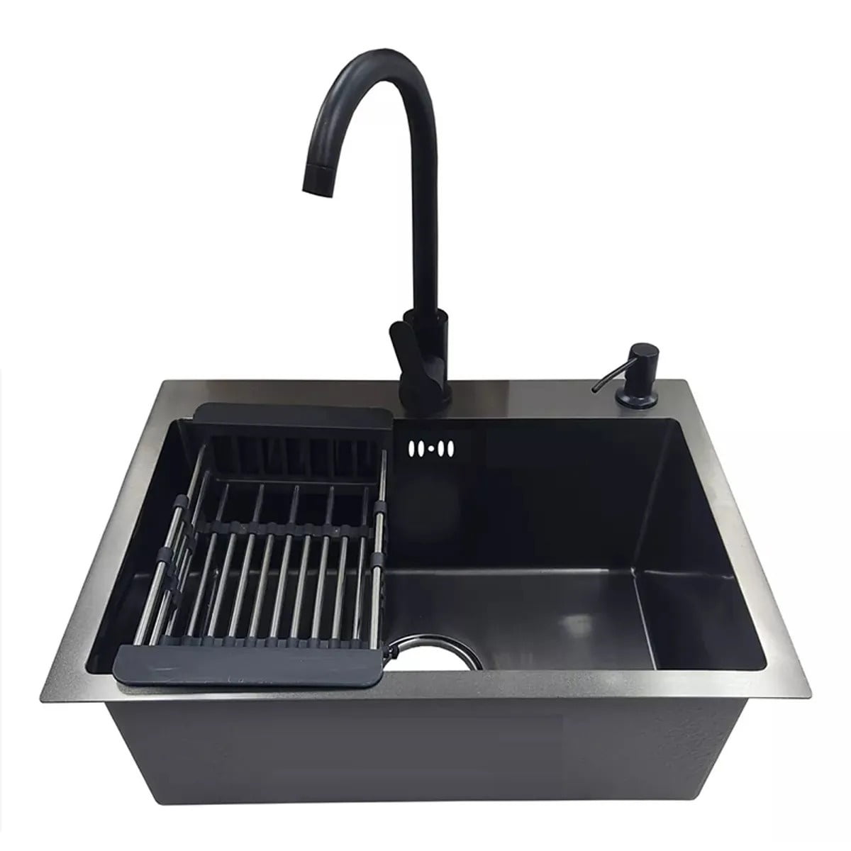 Genérica - Lavaplatos De Cocina Empotrable 55x45cm Acero Inoxidable 304, 3 Mm Con Accesorios +llave+rejilla+dispensador