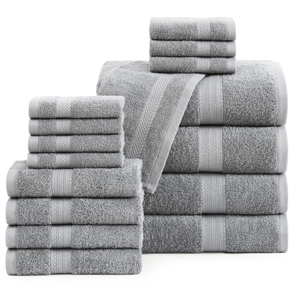 Juego De Toallas De Baño Luxury Grey Algodón 16 Piezas 600 G M²