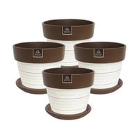 Pottery - Set De 4 Maceta Greta 16Cm Blanca Y Sus Platos