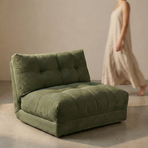 Santú Home & Deco - Sofá Cama Plegable De Tela Minimalista Verde Musgo