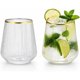 thumbnail image 1 of Set de 40 copas desechables estriadas de 12 oz con borde dorado, 1 of 3