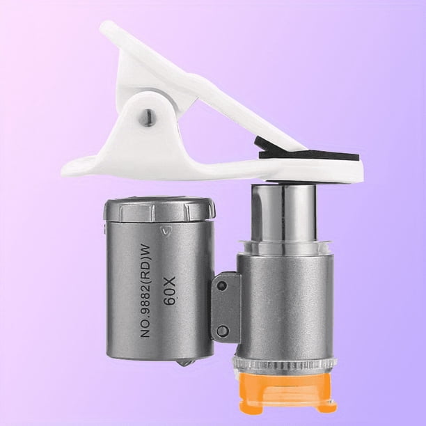 New 60 Times Collection Identification Microscope Portable Mini High-power Cold And Warm Light Mobile Phone Clip Photo Magnifying Glass