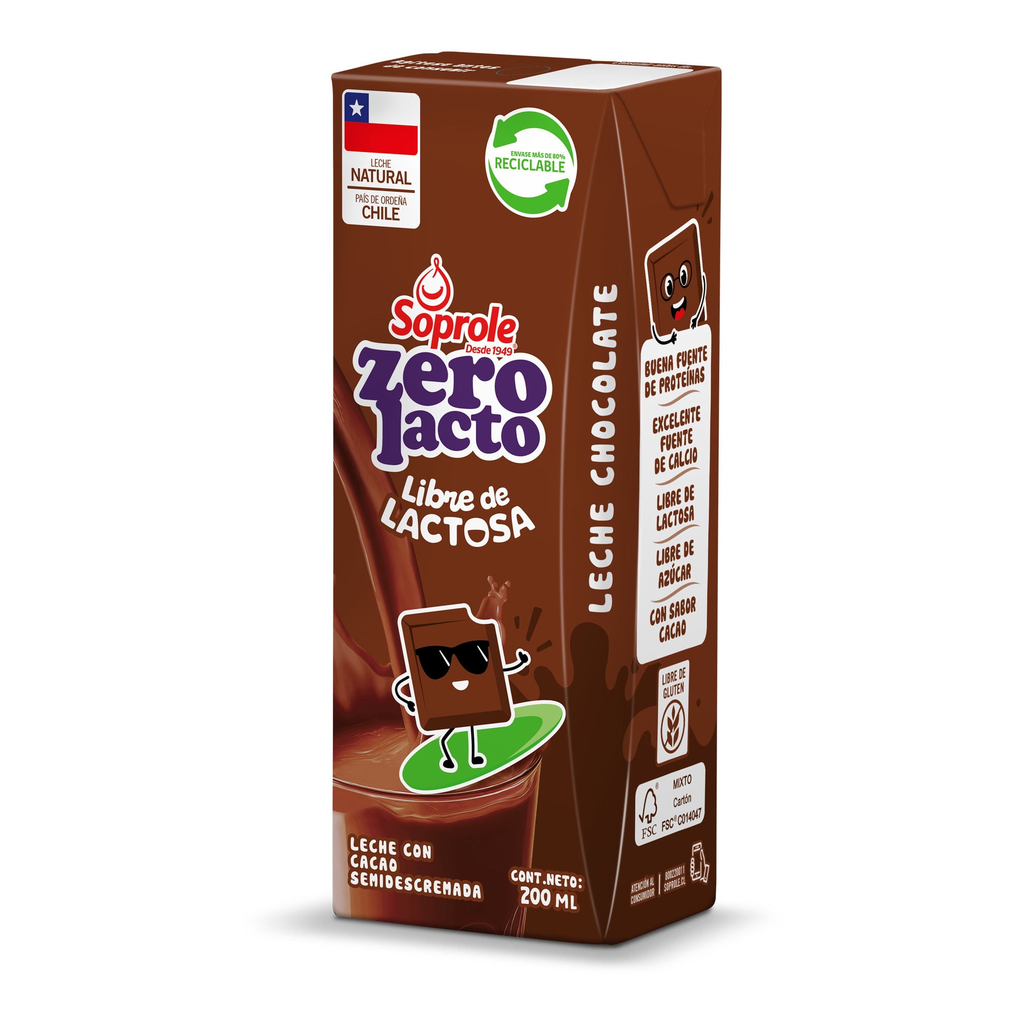 Leche Sin Lactosa Chocolate 200 g Soprole
