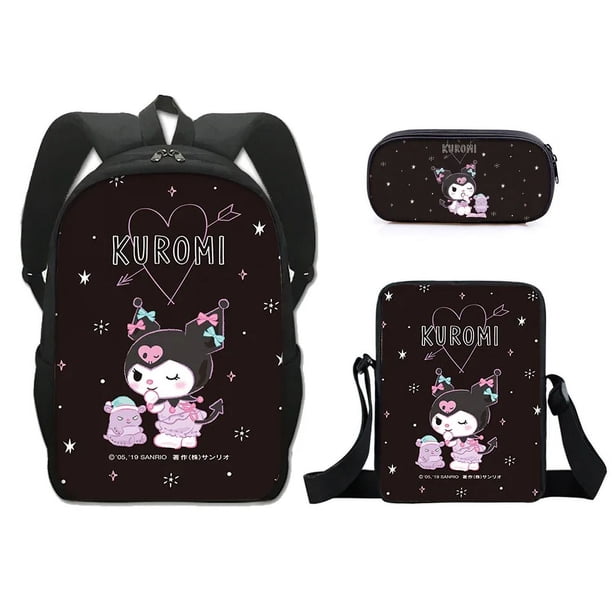 Sanrio Kuromi Backpack Pencil Bag Student Primary and Middle kawaii Cartoon School Bag Mochila Birthday Gift For Girls Kids Boys