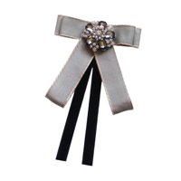 Magideal - Broche De Cinta De Corbata De Lazo, Decoración De Corbata De Bownot, Alfiler De Cuello Para Mujeres, Elegante Corbata De Diamantes De Imitación Para Gris