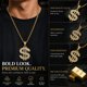 thumbnail image 3 of 2 collares con dije de signo dólar dorado y cadena estilo hip hop, 3 of 3