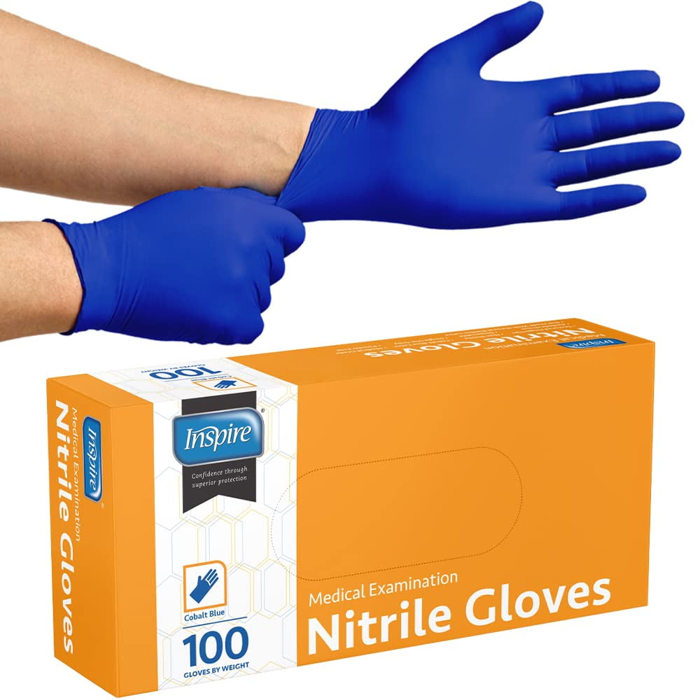 Guantes Desechables Inspire De Nitrilo Azul Cobalto, Caja De 100