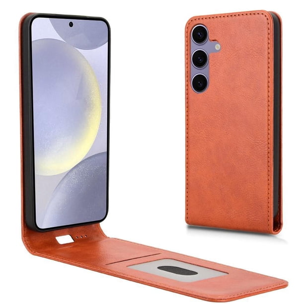 Funda tipo folio para Samsung Galaxy S25 Plus con soporte magnético y protección para la cámara Marrón