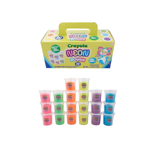 Play Dough Crayola Neon, 20 tarrinas, 90 ml, modelaje no tóxico