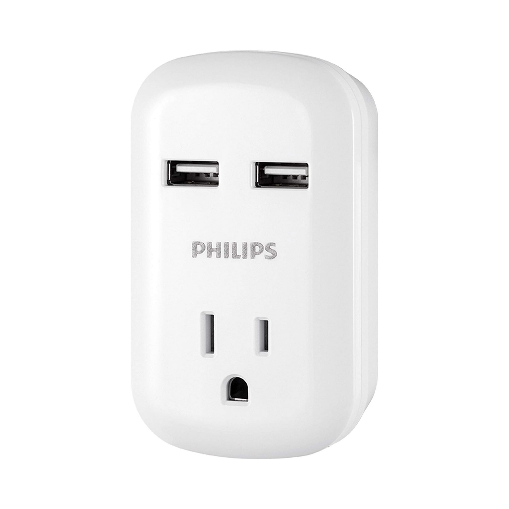 Extensor De Enchufe Philips Spp1201wa/37 Con 2 Puertos Usb De 2,1 A, Color Blanco
