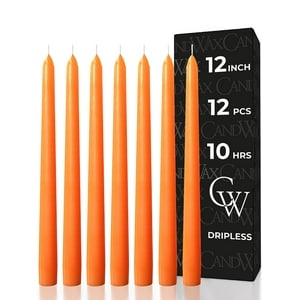 Juego De 12 Velas Cónicas De Color Naranja Candle Candwax, 30 Cm