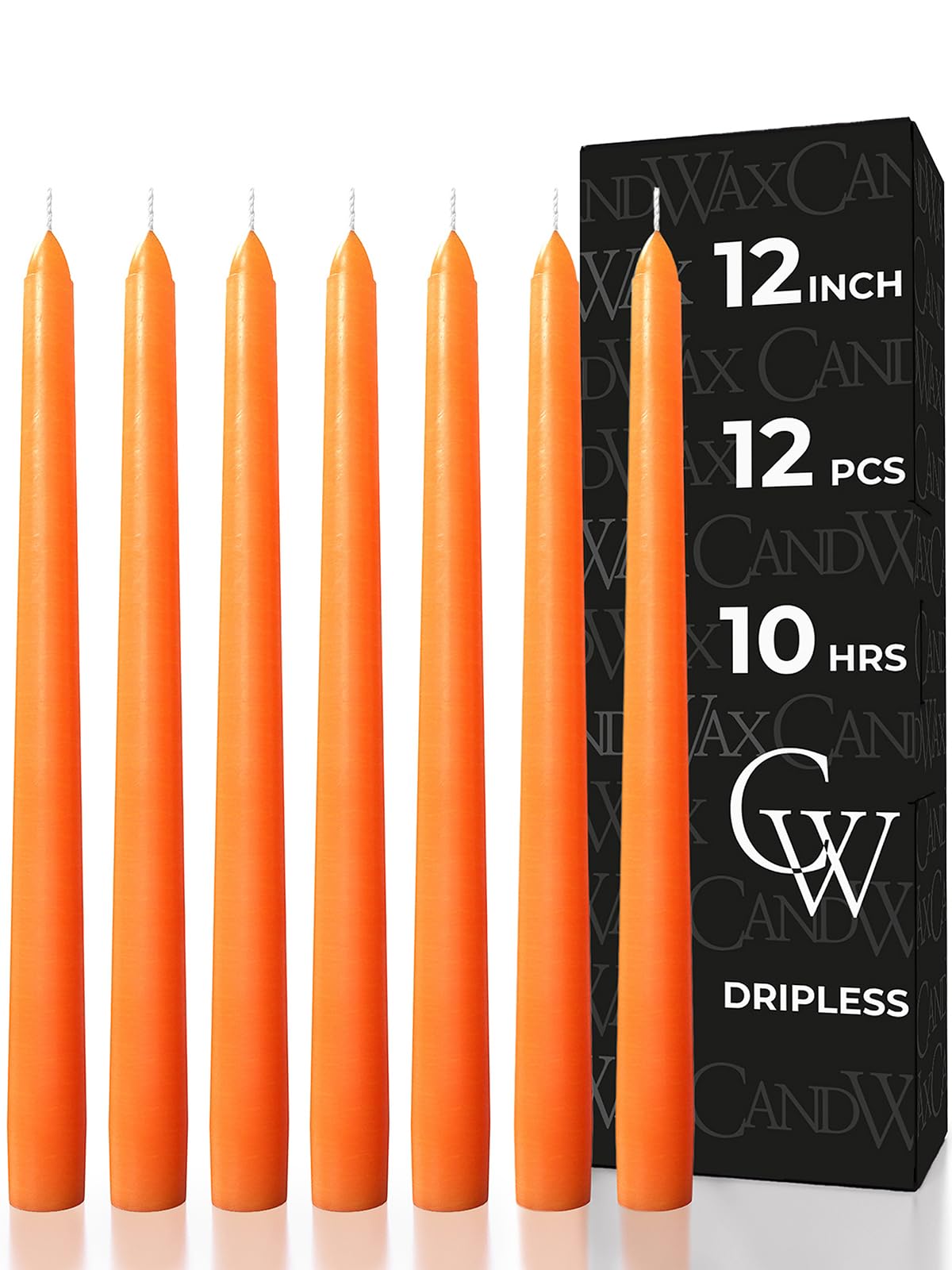 Juego De 12 Velas Cónicas De Color Naranja Candle Candwax, 30 Cm