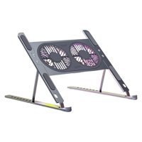 Magideal - Soporte Plegable Para Computadora Portátil, Con Ventiladores De Refrigeración Duales, Soporte De Elevación De Base De Soporte Portátil Antideslizante Gris