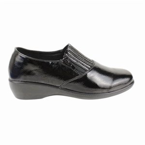 Zapato New Walk Confort Cierre Negro Brillante