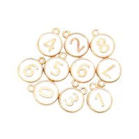 Magideal - 10 Piezas 0-9 Números Encantos Diy Pendiente Llavero Artesanía Suministros Diámetro 1,2 Cm Superficie Lisa De Doble Cara Ligero Exquisito Y Pequeño Blanco