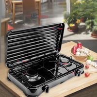 Line - Cocina Encimera A Gas Licuado 2 Platos Cocinilla Negra