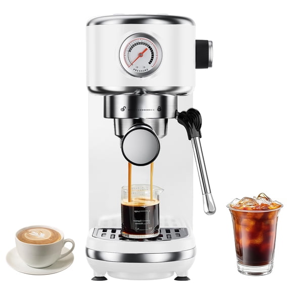 Cafetera Espresso Atatix 20 Bar con Espumador de Leche 1.3L Blanca