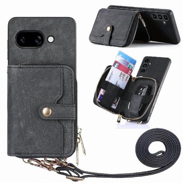 Funda Tipo Cartera con Correa Cruzada para Google Pixel 9A Protección Contra Golpes Negro