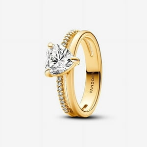 Anillo Pandora Doble Banda Corazón Oro 14K 6