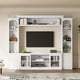 thumbnail image 2 of All-in-One Modern TV Stand with Bookcase for TVs Up to 65-inch, Entertainment Center with 4 Adjustable Shelves,Tempered Glass Doors, Display Storage Cabinet, Ample Storage Space TV Stand, 2 of 3